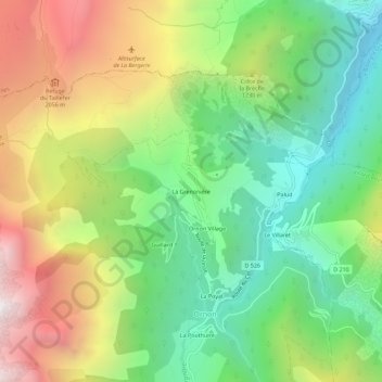 Mapa topográfico La Grenonière, altitude, relevo