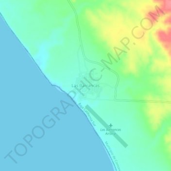 Mapa topográfico Las Barrancas, altitude, relevo