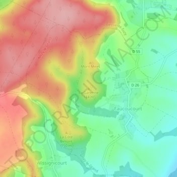 Mapa topográfico La Garenne, altitude, relevo
