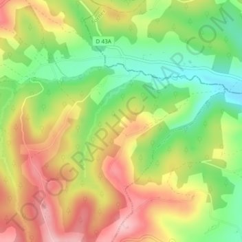 Mapa topográfico Hountetes, altitude, relevo