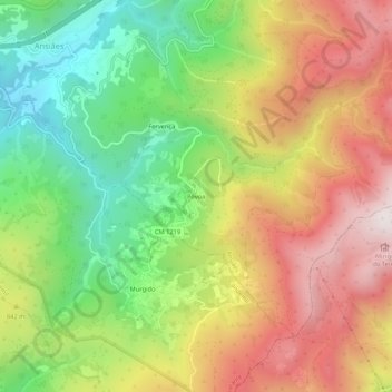 Mapa topográfico Póvoa, altitude, relevo