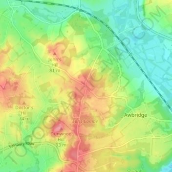 Mapa topográfico Kent's Oak, altitude, relevo