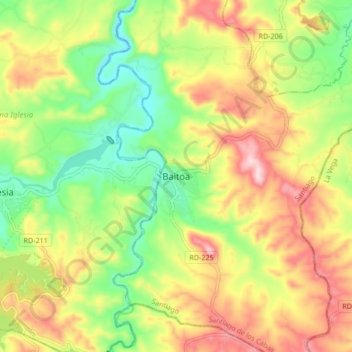 Mapa topográfico Baitoa, altitude, relevo