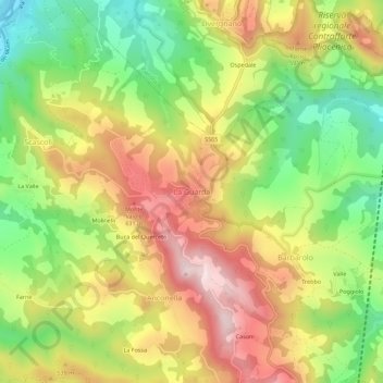 Mapa topográfico La Guarda, altitude, relevo