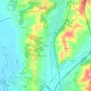 Mapa topográfico La Rode, altitude, relevo
