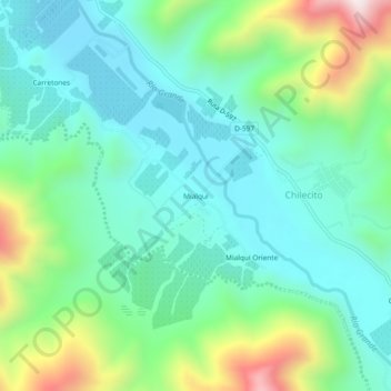 Mapa topográfico Mialqui, altitude, relevo