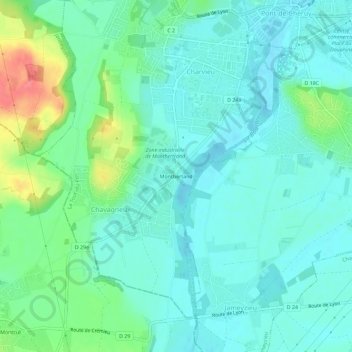 Mapa topográfico Montbertand, altitude, relevo