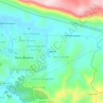 Mapa topográfico Engenho, altitude, relevo