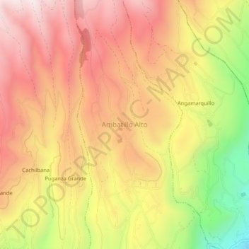Mapa topográfico Ambatillo Alto, altitude, relevo