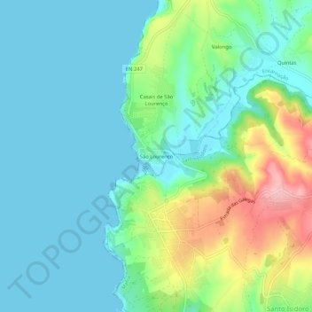 Mapa topográfico São Lourenço, altitude, relevo