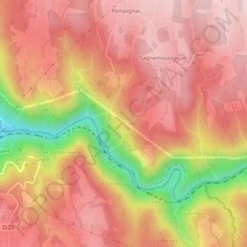 Mapa topográfico Roc Pointu, altitude, relevo