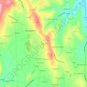Mapa topográfico Seiceira, altitude, relevo