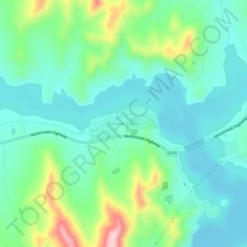Mapa topográfico Bonnie Doon, altitude, relevo