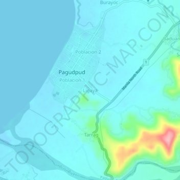 Mapa topográfico Ligaya, altitude, relevo