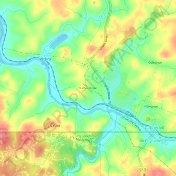 Mapa topográfico Staffordtown, altitude, relevo