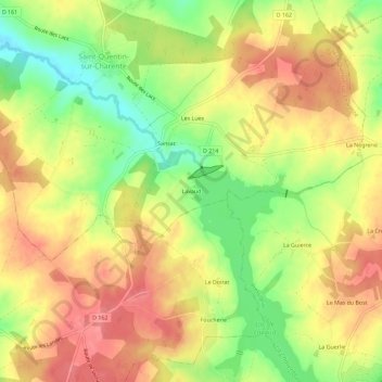 Mapa topográfico Lavaud, altitude, relevo