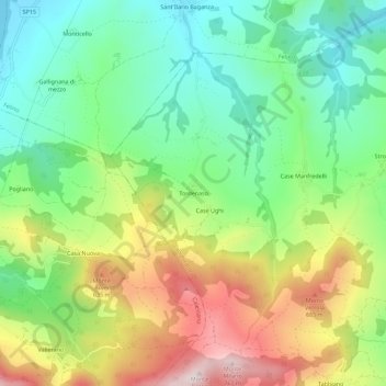 Mapa topográfico Tordenaso, altitude, relevo