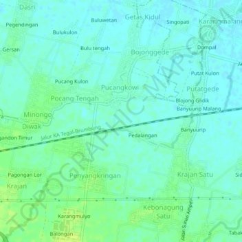 Mapa topográfico Bojonggede, altitude, relevo