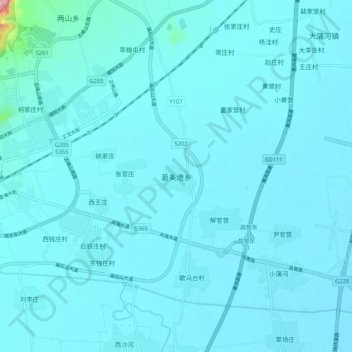 Mapa topográfico 葛条港乡, altitude, relevo