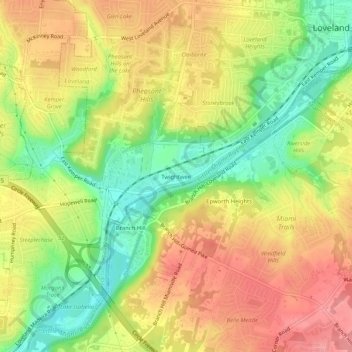 Mapa topográfico Twightwee, altitude, relevo