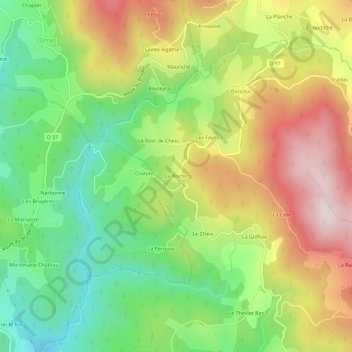 Mapa topográfico La Roche, altitude, relevo
