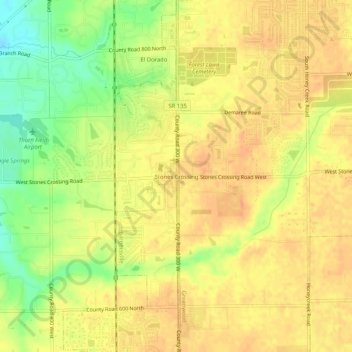 Mapa topográfico Stones Crossing, altitude, relevo