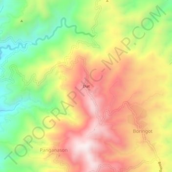 Mapa topográfico Diat, altitude, relevo