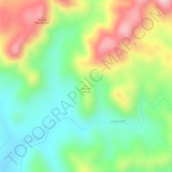 Mapa topográfico Mount Wilson, altitude, relevo