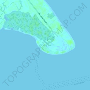 Mapa topográfico Dinahican, altitude, relevo
