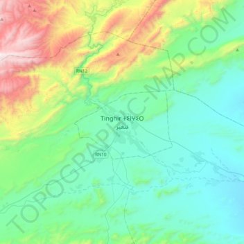 Mapa topográfico Tinghir, altitude, relevo