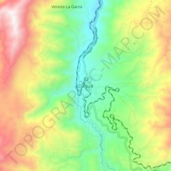 Mapa topográfico Dagua, altitude, relevo