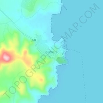 Mapa topográfico Gorgora, altitude, relevo