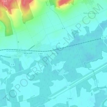 Mapa topográfico Toury, altitude, relevo