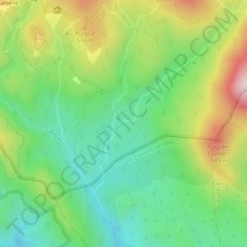 Mapa topográfico la Rabassada, altitude, relevo