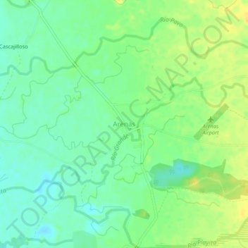 Mapa topográfico Arenas, altitude, relevo