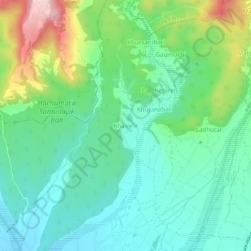 Mapa topográfico Khaireni, altitude, relevo