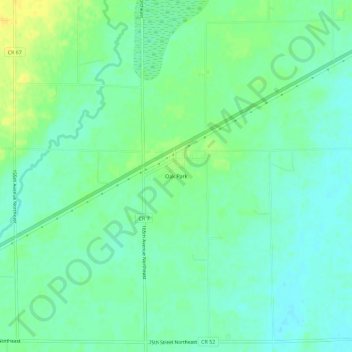Mapa topográfico Oak Park, altitude, relevo
