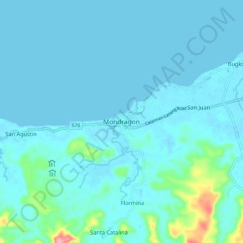 Mapa topográfico Mondragon, altitude, relevo