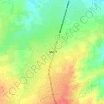 Mapa topográfico Tamare, altitude, relevo