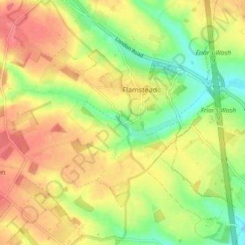Mapa topográfico Trowley Bottom, altitude, relevo