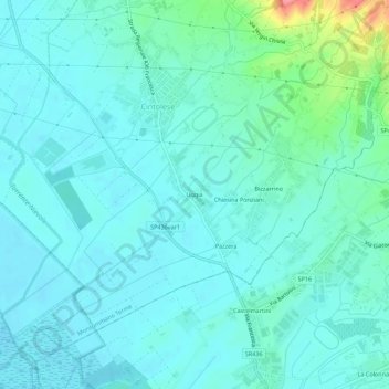 Mapa topográfico Uggia, altitude, relevo