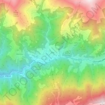 Mapa topográfico Tizio, altitude, relevo