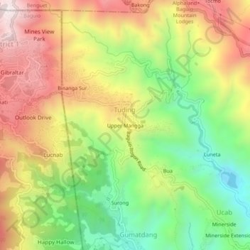 Mapa topográfico Upper Mangga, altitude, relevo