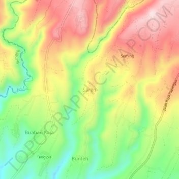 Mapa topográfico Saren, altitude, relevo