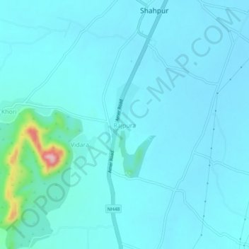 Mapa topográfico Rajpura, altitude, relevo