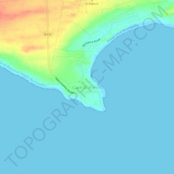 Mapa topográfico Cape St. Francis, altitude, relevo