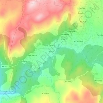 Mapa topográfico Nodar, altitude, relevo
