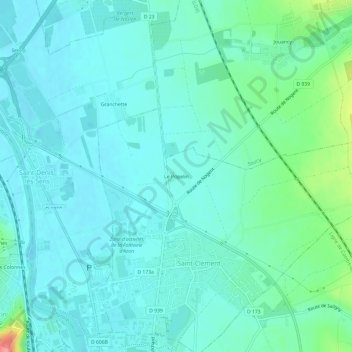 Mapa topográfico Le Popelin, altitude, relevo