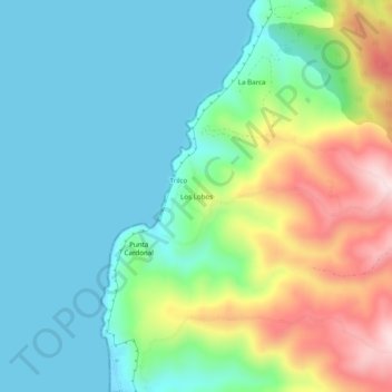 Mapa topográfico Los Lobos, altitude, relevo