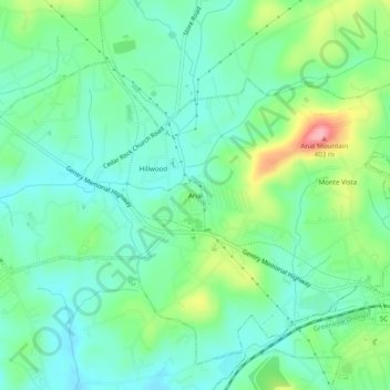 Mapa topográfico Arial, altitude, relevo